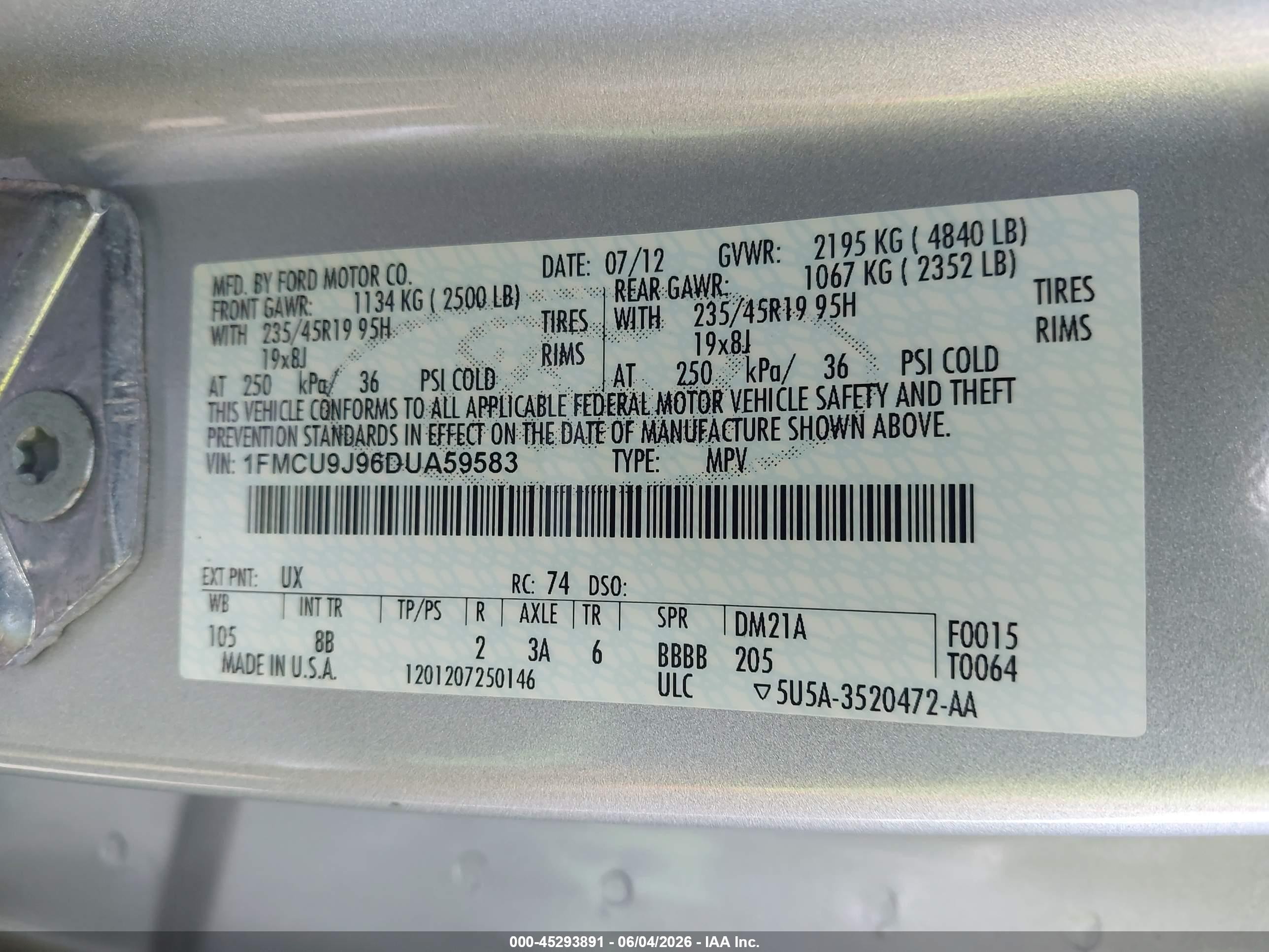 2013 Ford Escape Titanium Pewter vin: 1FMCU9J96DUA59583