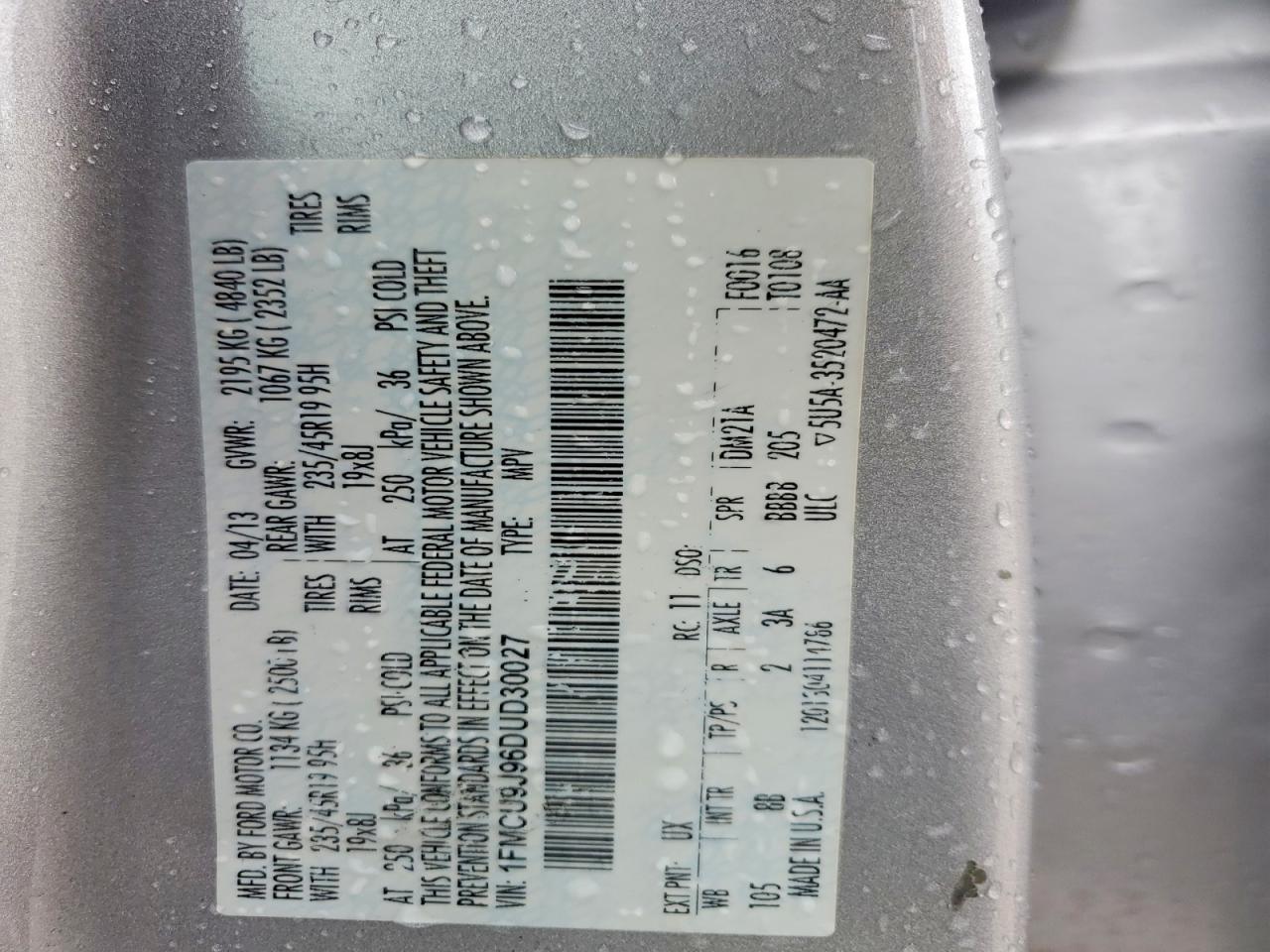 2013 Ford Escape Titanium Silver vin: 1FMCU9J96DUD30027