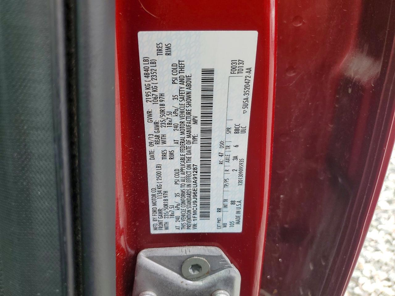 2014 Ford Escape Titanium Red vin: 1FMCU9J96EUA91287