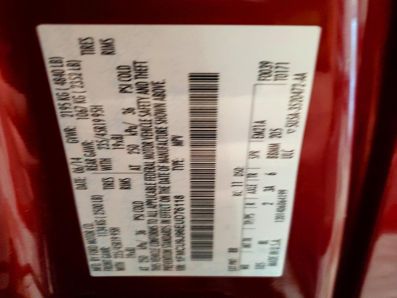 2014 Ford Escape Titanium Red vin: 1FMCU9J96EUD76118