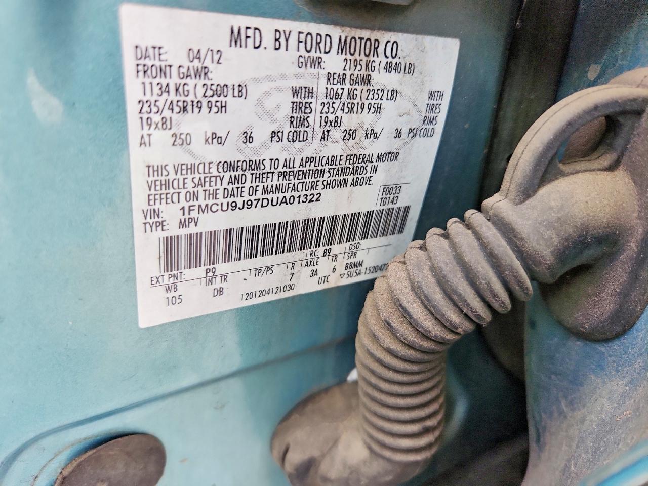 2013 Ford Escape Titanium Teal vin: 1FMCU9J97DUA01322