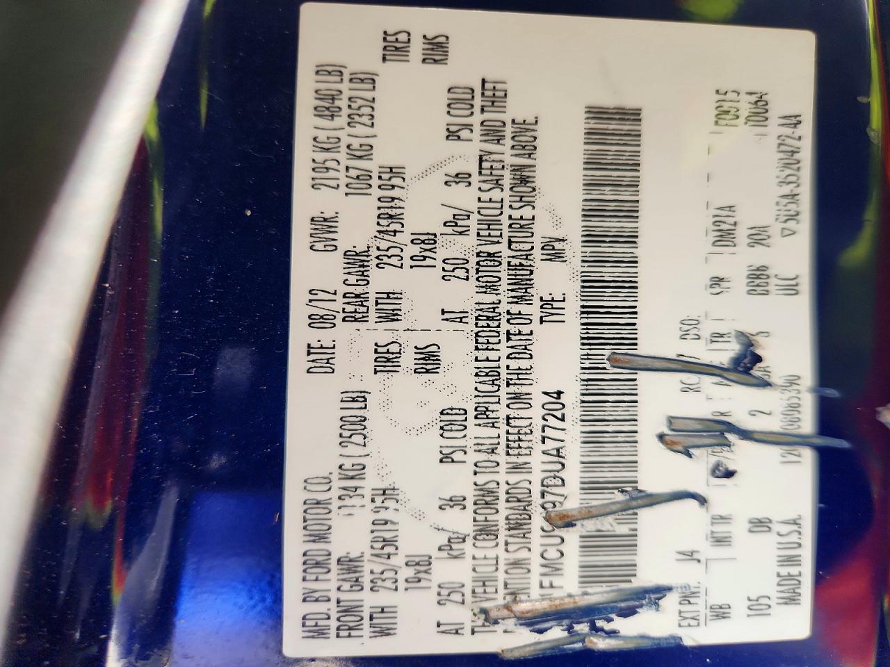 2013 Ford Escape Titanium Blue vin: 1FMCU9J97DUA77204