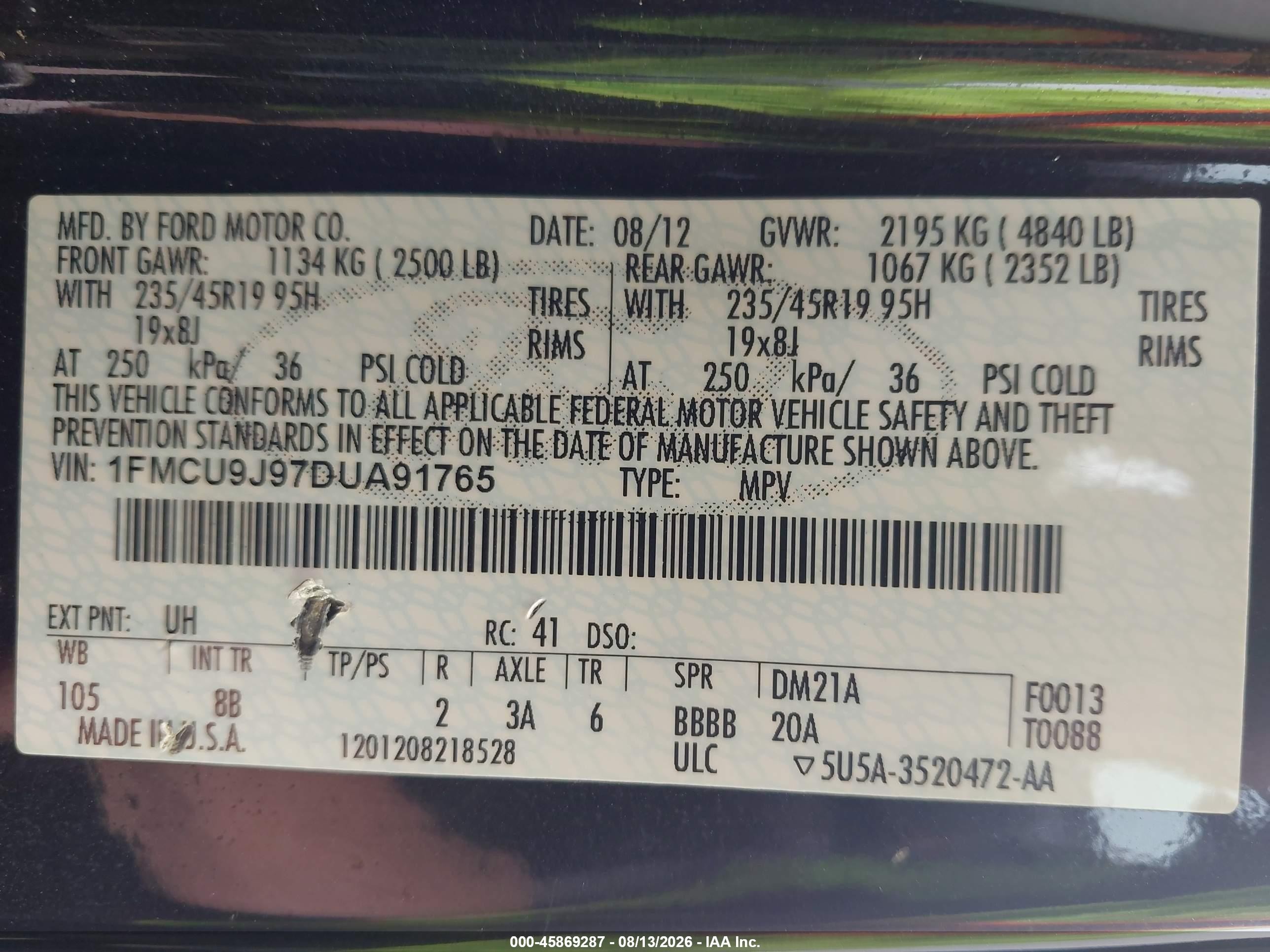 2013 Ford Escape Titanium Black vin: 1FMCU9J97DUA91765