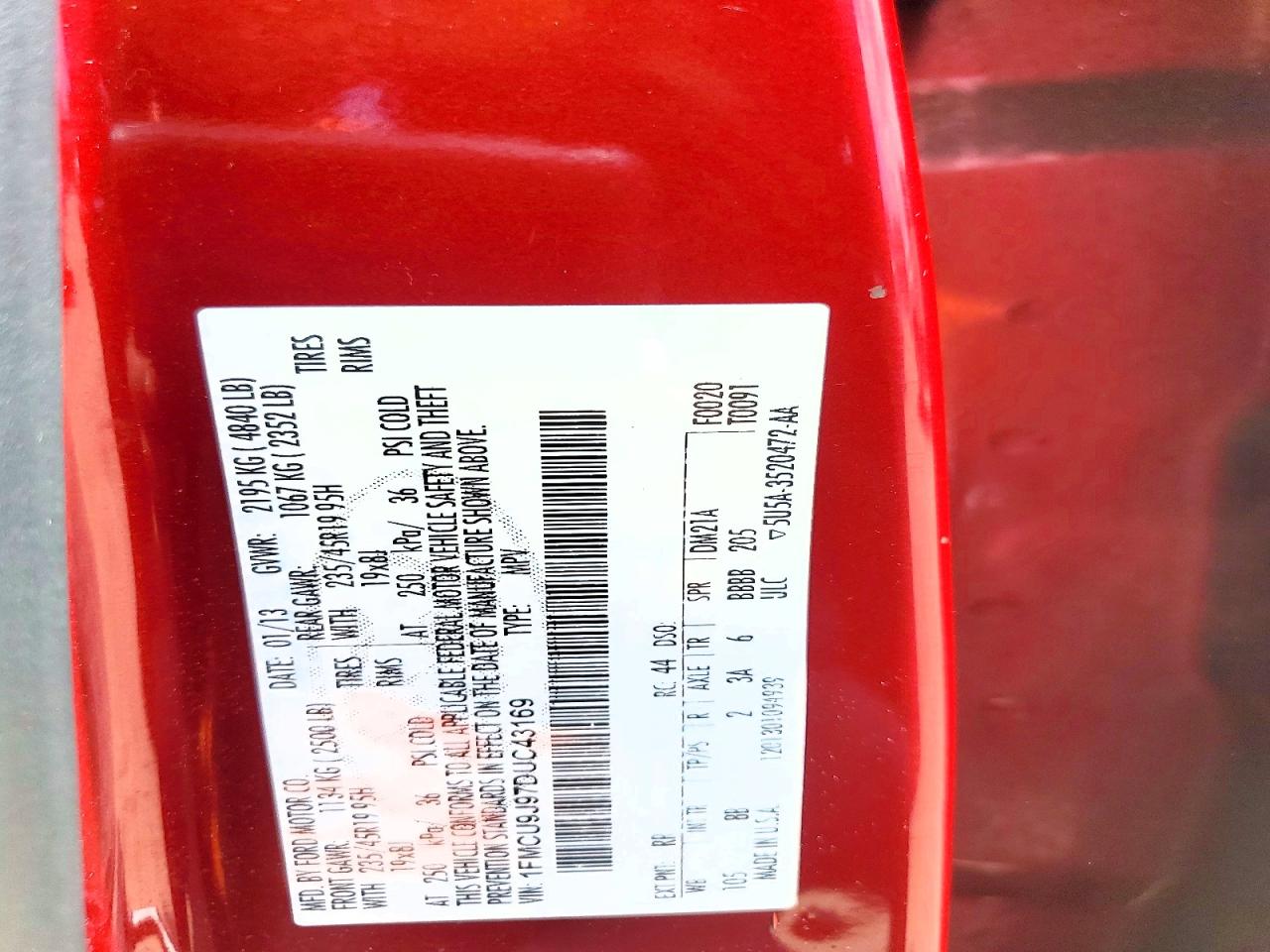 2013 Ford Escape Titanium Red vin: 1FMCU9J97DUC43169