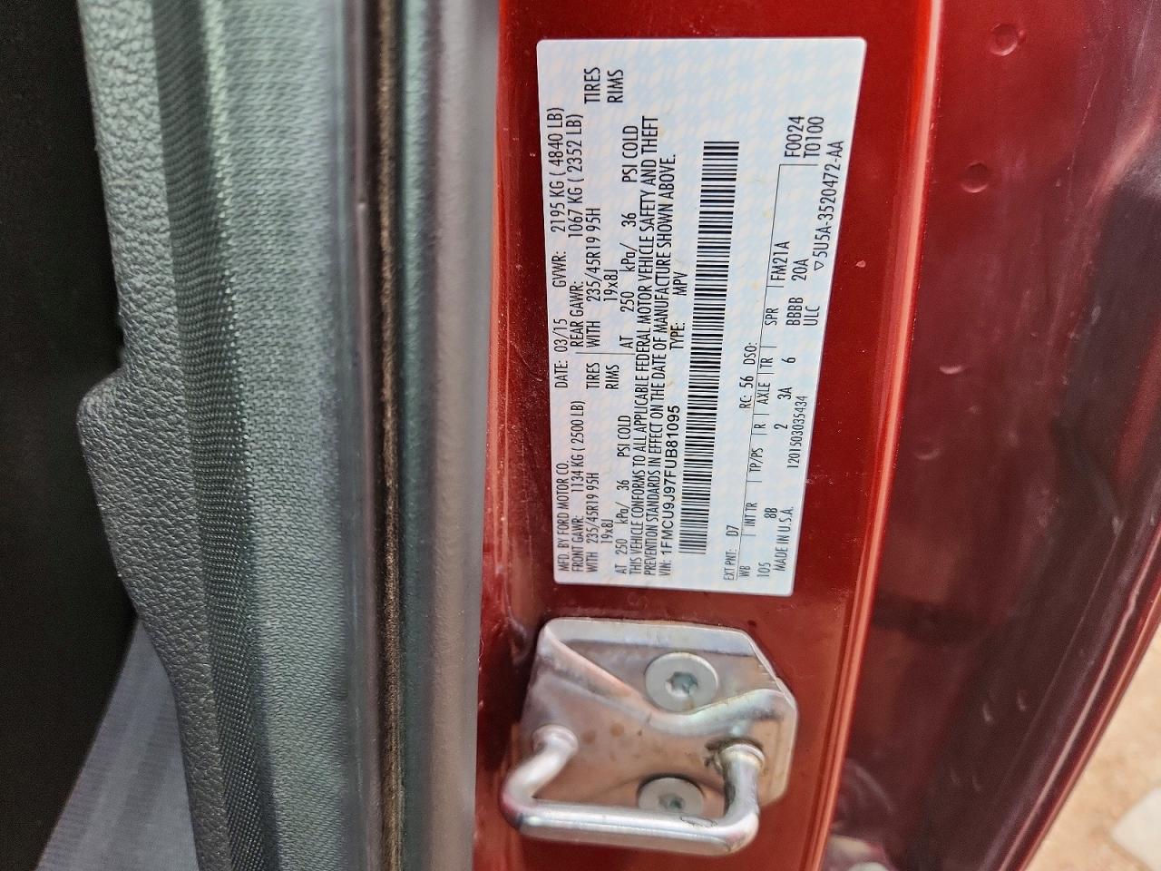 2015 Ford Escape Titanium Orange vin: 1FMCU9J97FUB81095