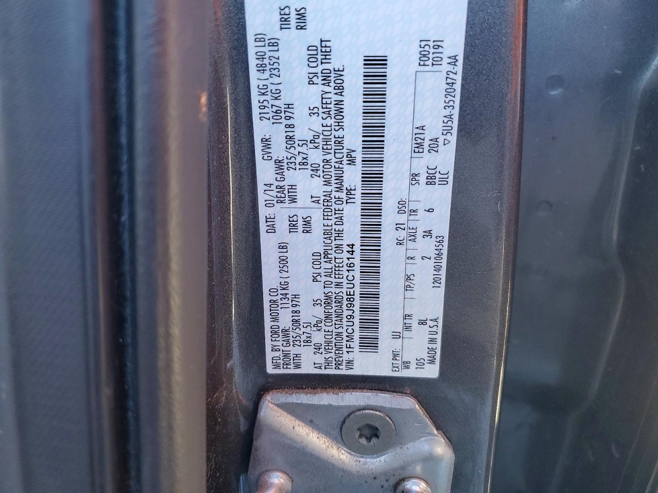 2014 Ford Escape Titanium Silver vin: 1FMCU9J98EUC16144