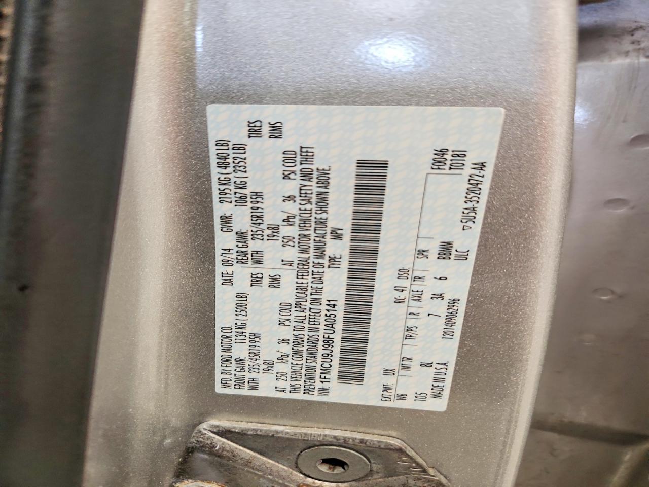 2015 Ford Escape Titanium Silver vin: 1FMCU9J98FUA05141