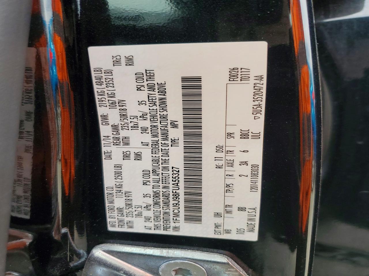 2015 Ford Escape Titanium Black vin: 1FMCU9J98FUA55327