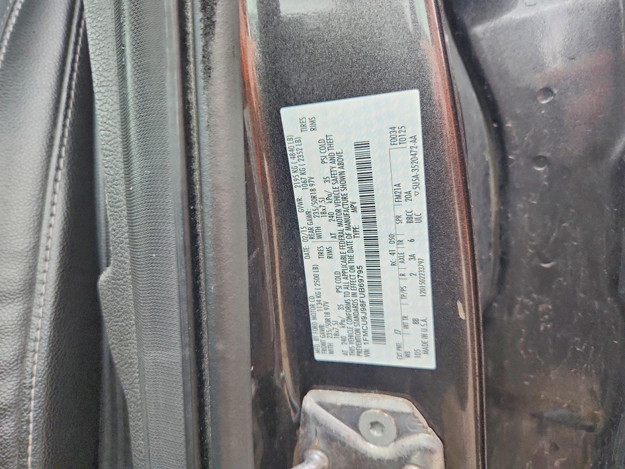 2015 Ford Escape Titanium Gray vin: 1FMCU9J98FUB69795
