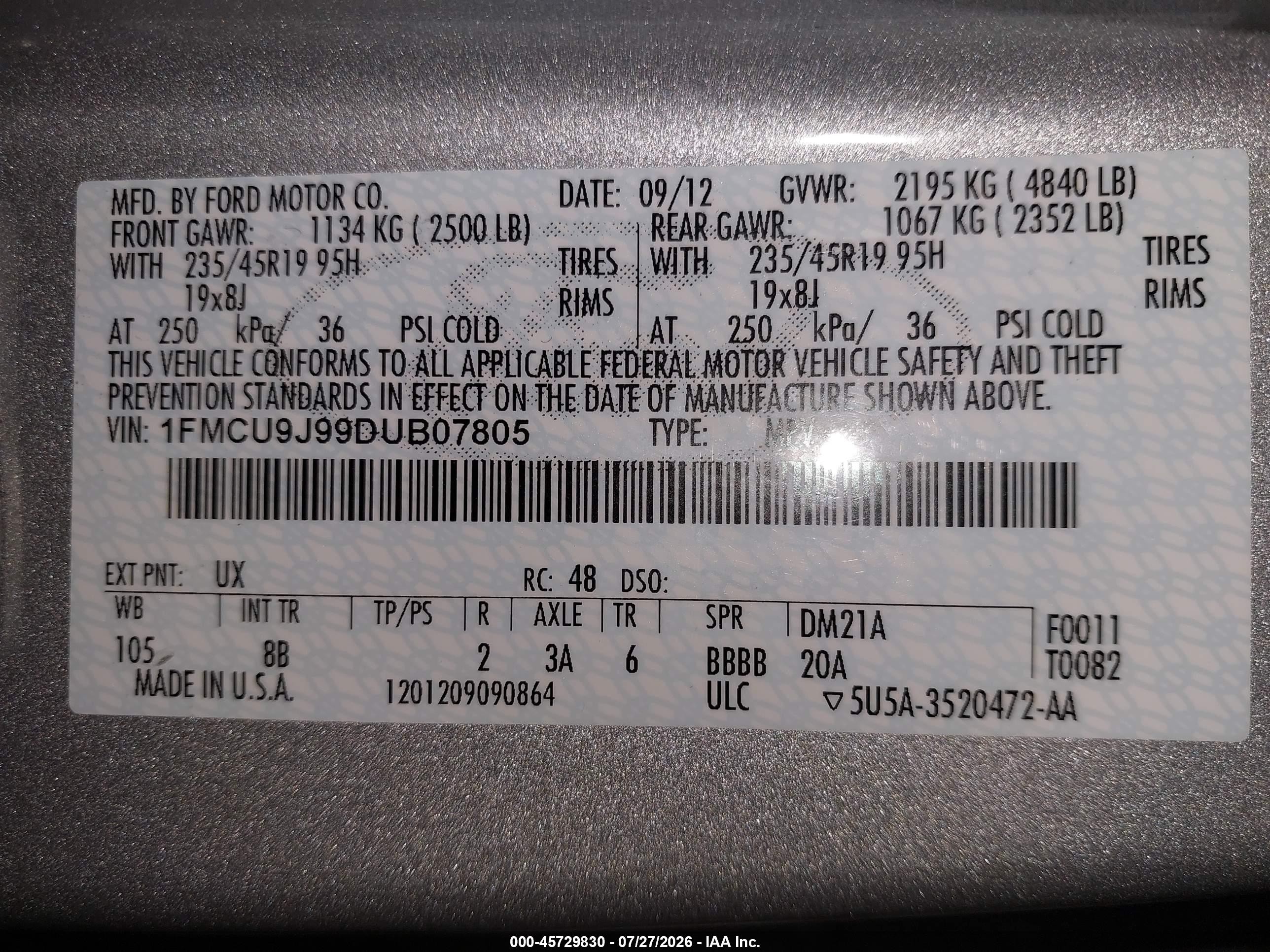 2013 Ford Escape Titanium Silver vin: 1FMCU9J99DUB07805