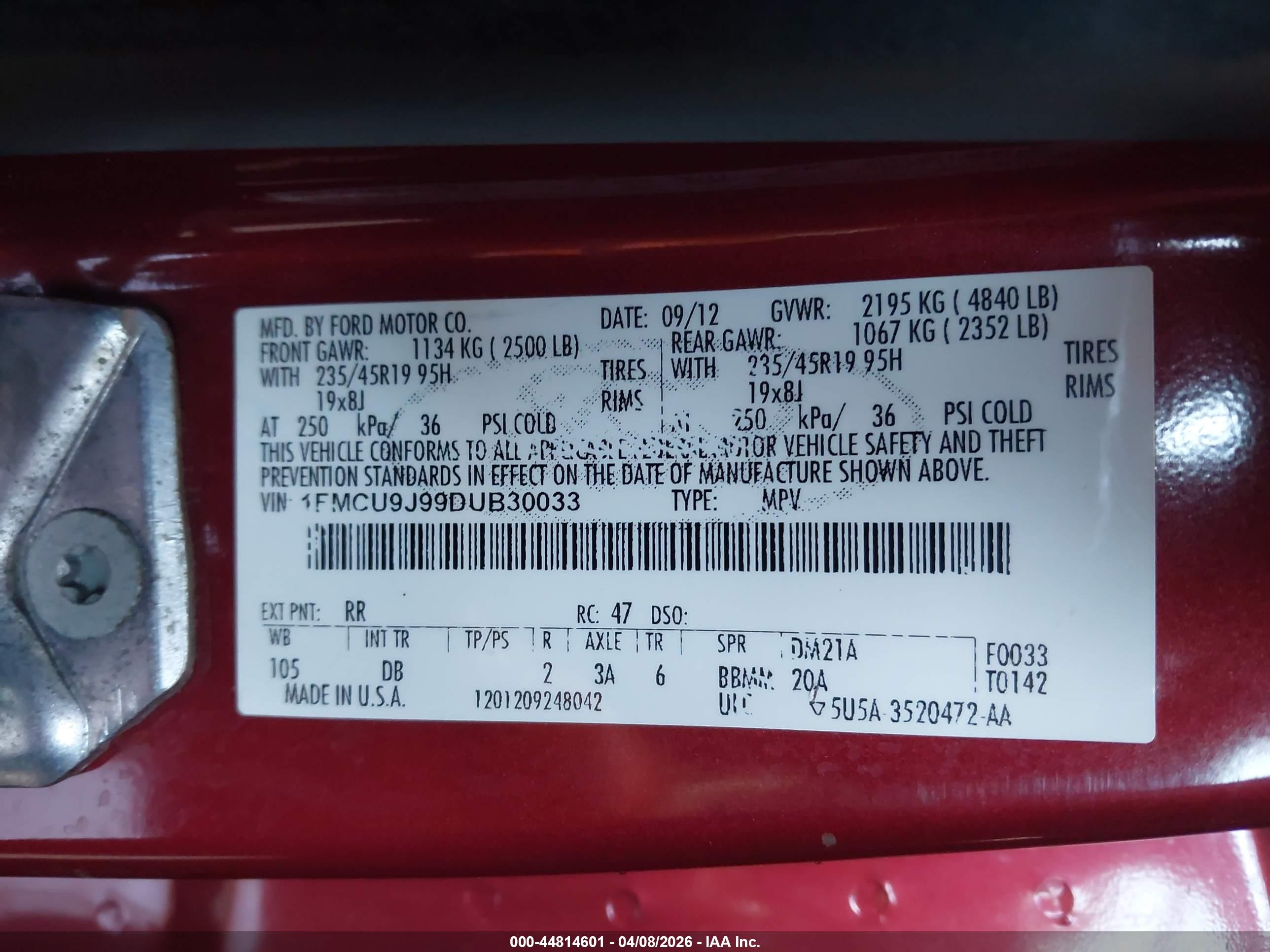2013 Ford Escape Titanium Красный vin: 1FMCU9J99DUB30033