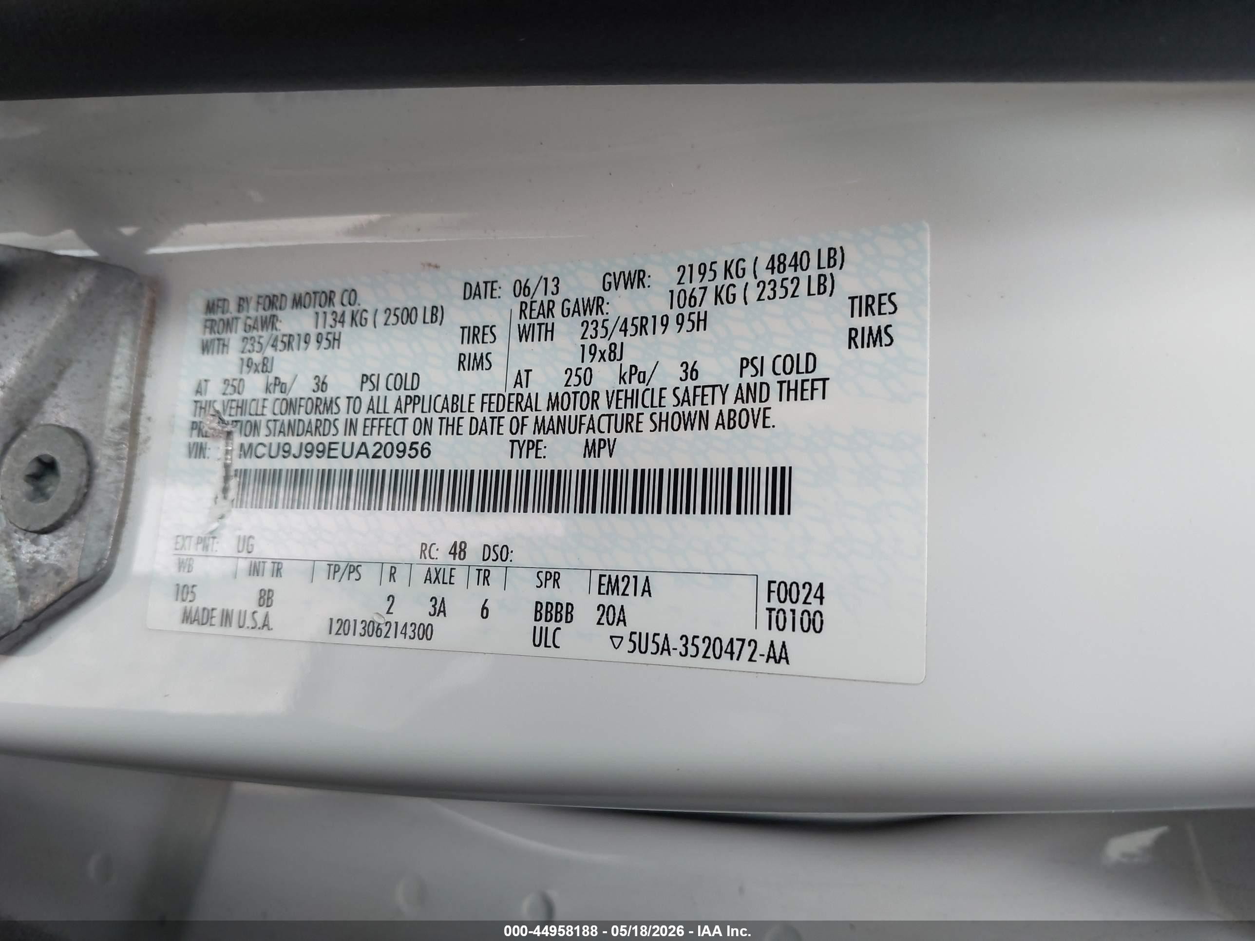 2014 Ford Escape Titanium White vin: 1FMCU9J99EUA20956