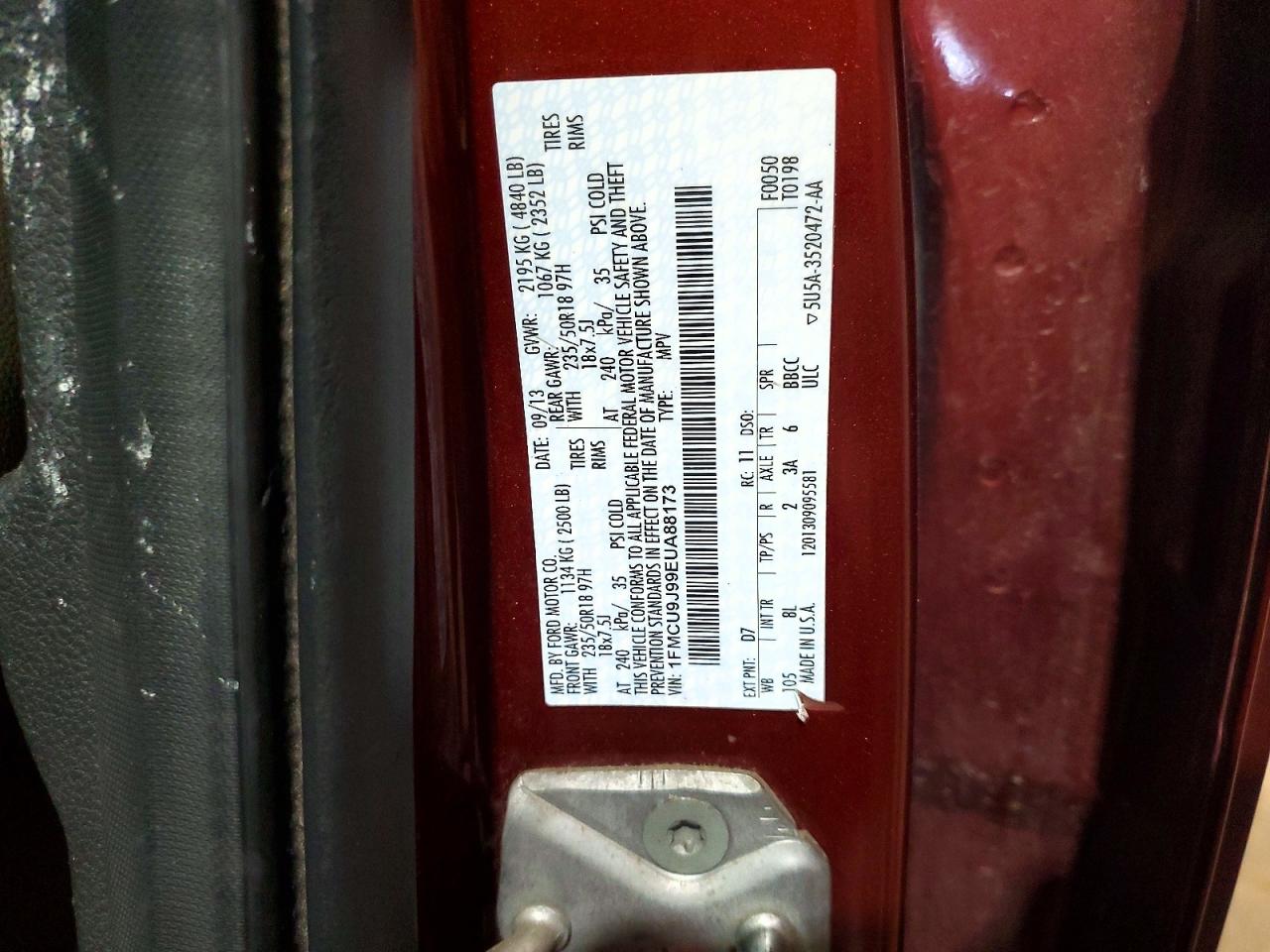 2014 Ford Escape Titanium Red vin: 1FMCU9J99EUA88173