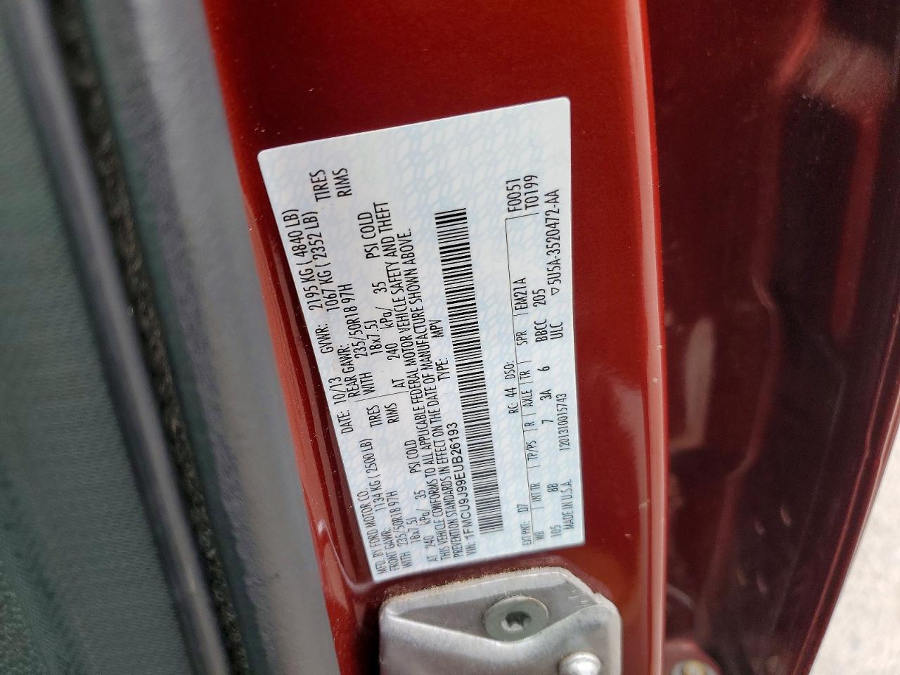 2014 Ford Escape Titanium Red vin: 1FMCU9J99EUB26193