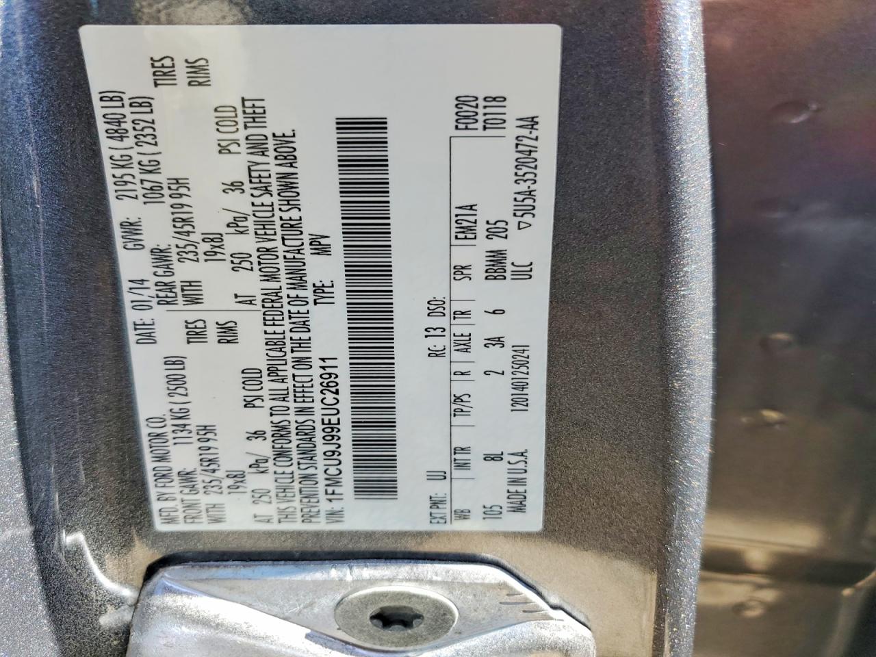 2014 Ford Escape Titanium Silver vin: 1FMCU9J99EUC26911