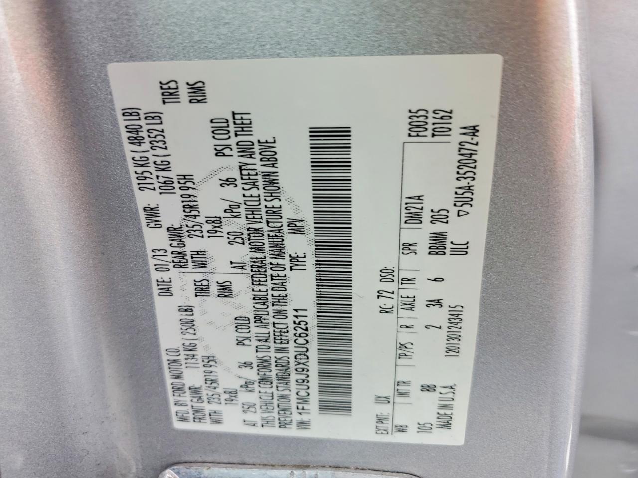 2013 Ford Escape Titanium Silver vin: 1FMCU9J9XDUC62511