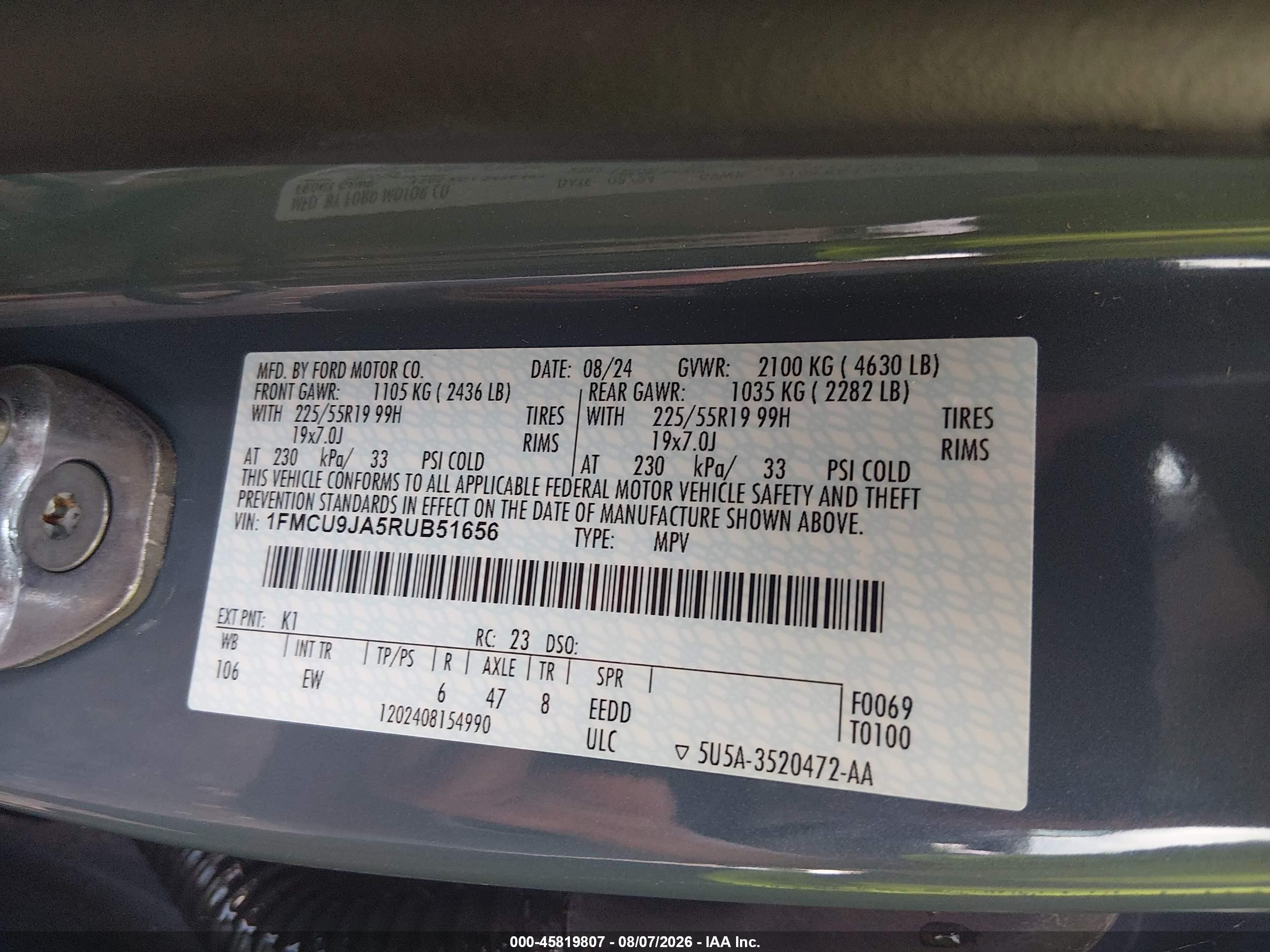 2024 Ford Escape Platinum Light Blue vin: 1FMCU9JA5RUB51656