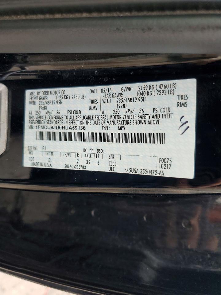 2017 Ford Escape Titanium Black vin: 1FMCU9JD0HUA59136