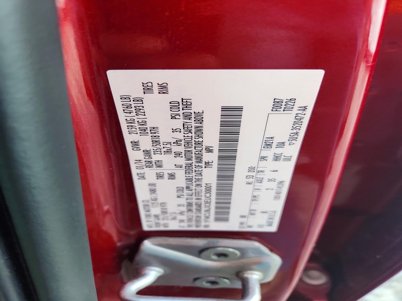 2014 Ford Escape Titanium Red vin: 1FMCU9JX3EUC30001