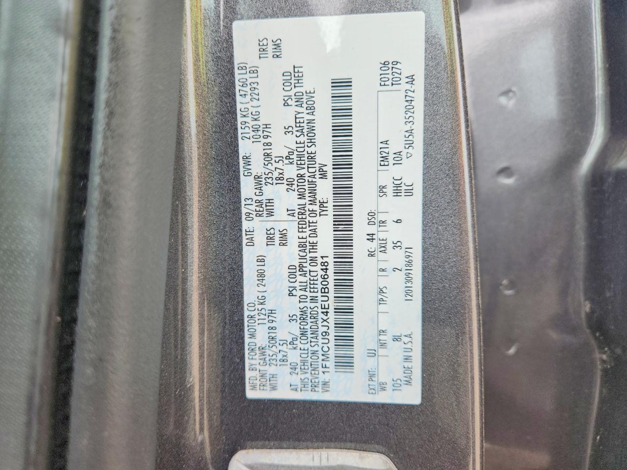 2014 Ford Escape Titanium Gray vin: 1FMCU9JX4EUB06481