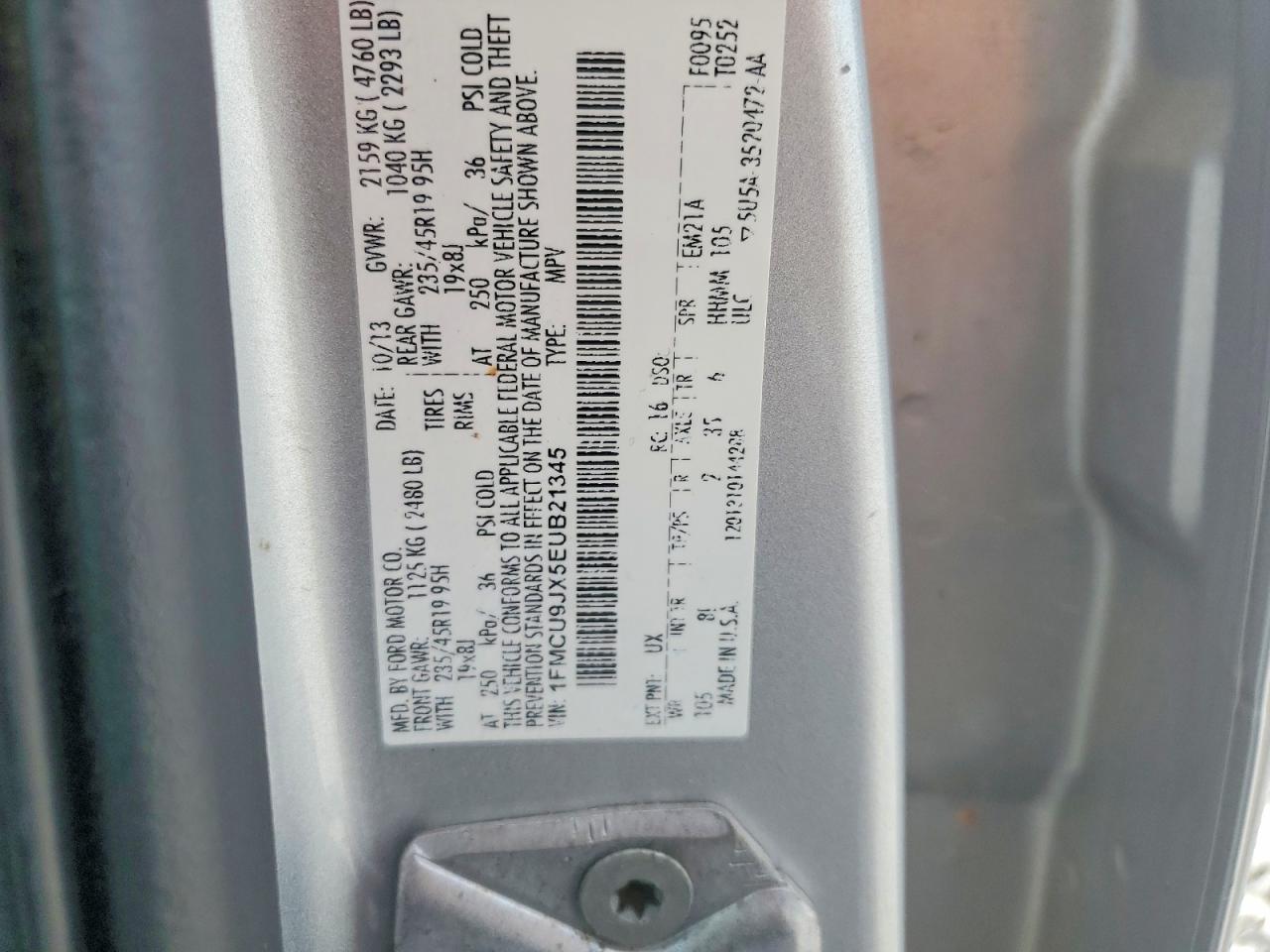 2014 Ford Escape Titanium Silver vin: 1FMCU9JX5EUB21345