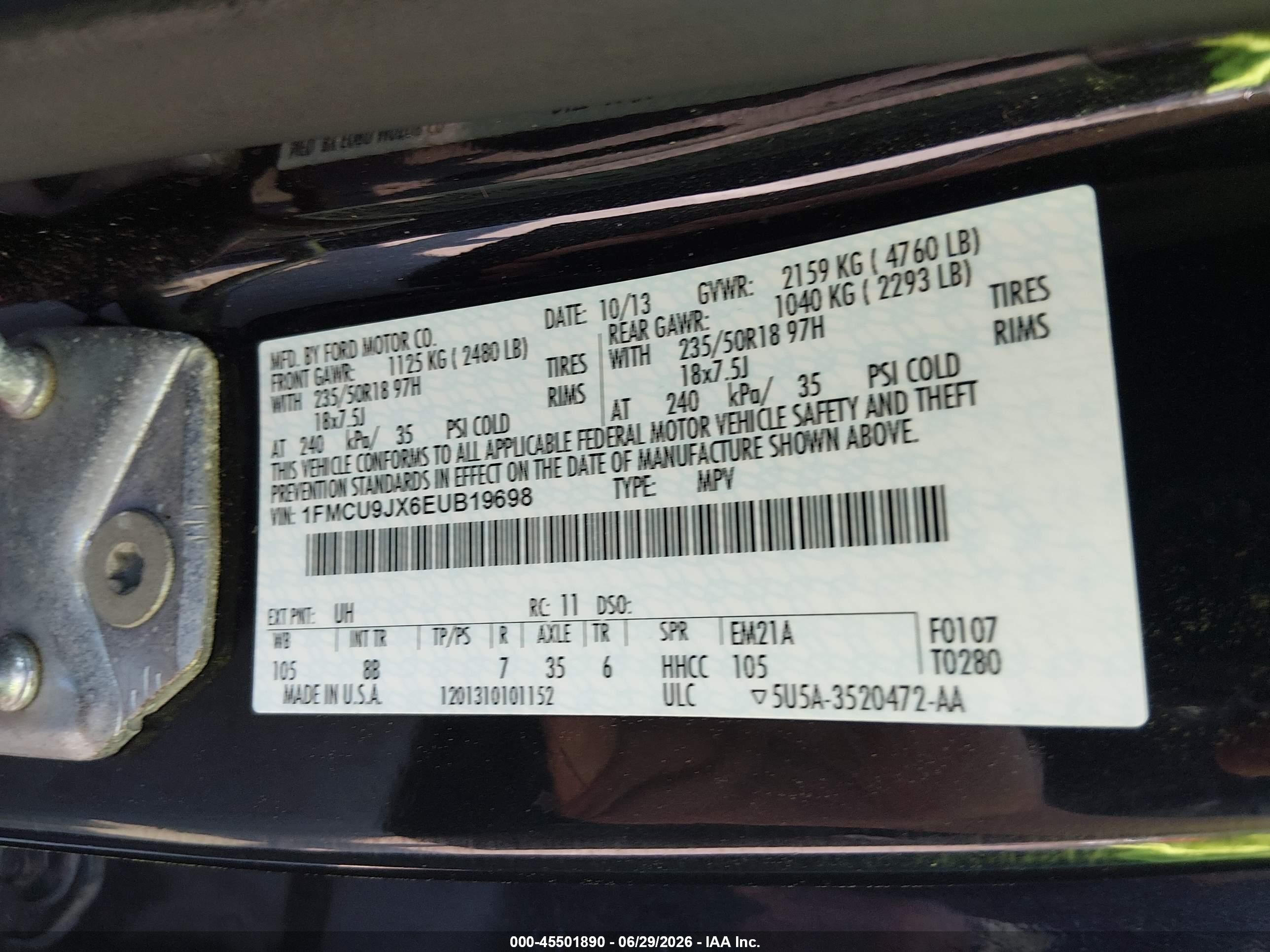 2014 Ford Escape Titanium Black vin: 1FMCU9JX6EUB19698