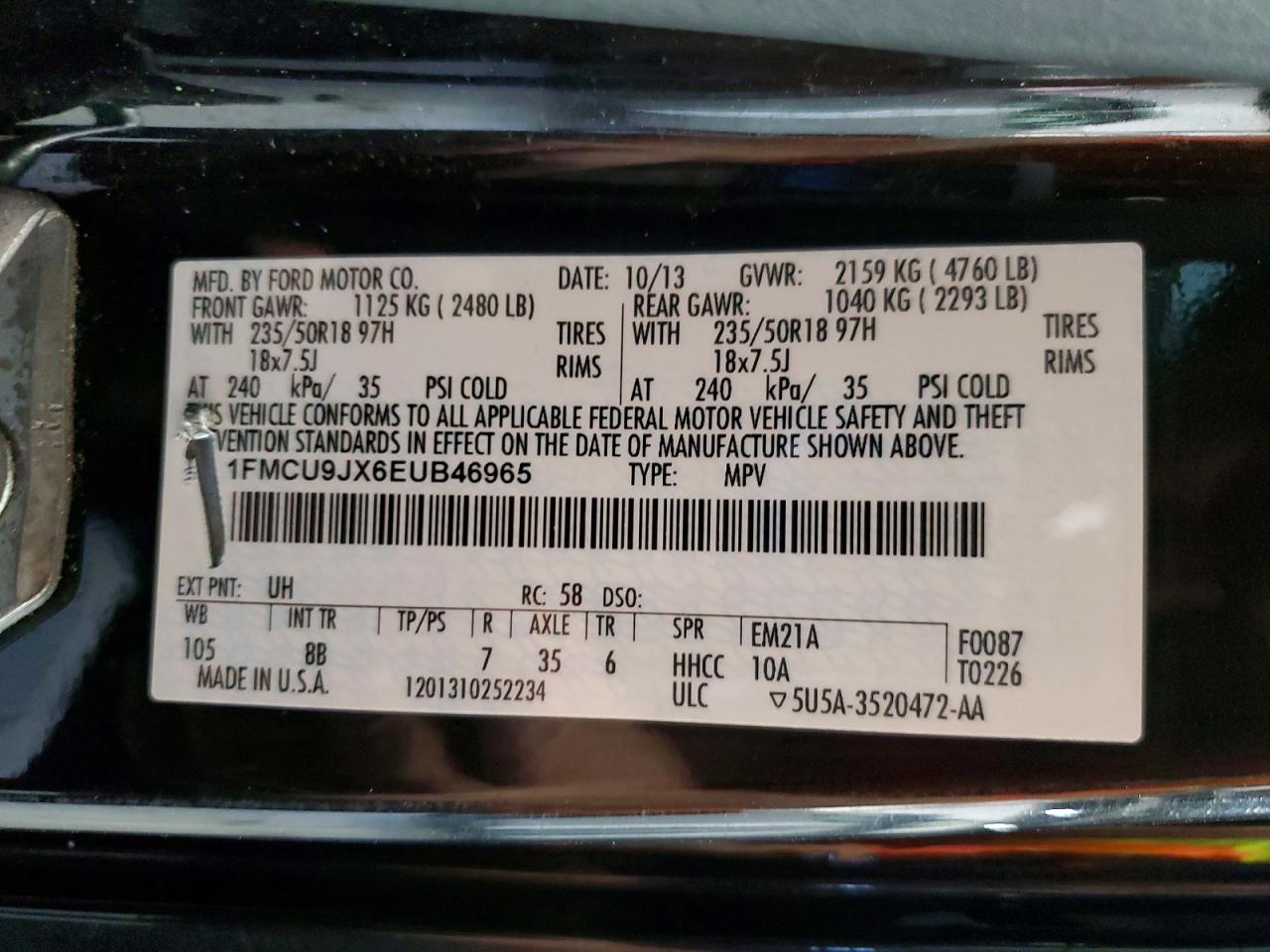 2014 Ford Escape Titanium Gray vin: 1FMCU9JX6EUB46965