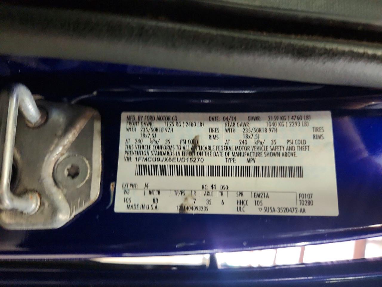 2014 Ford Escape Titanium Blue vin: 1FMCU9JX6EUD15270