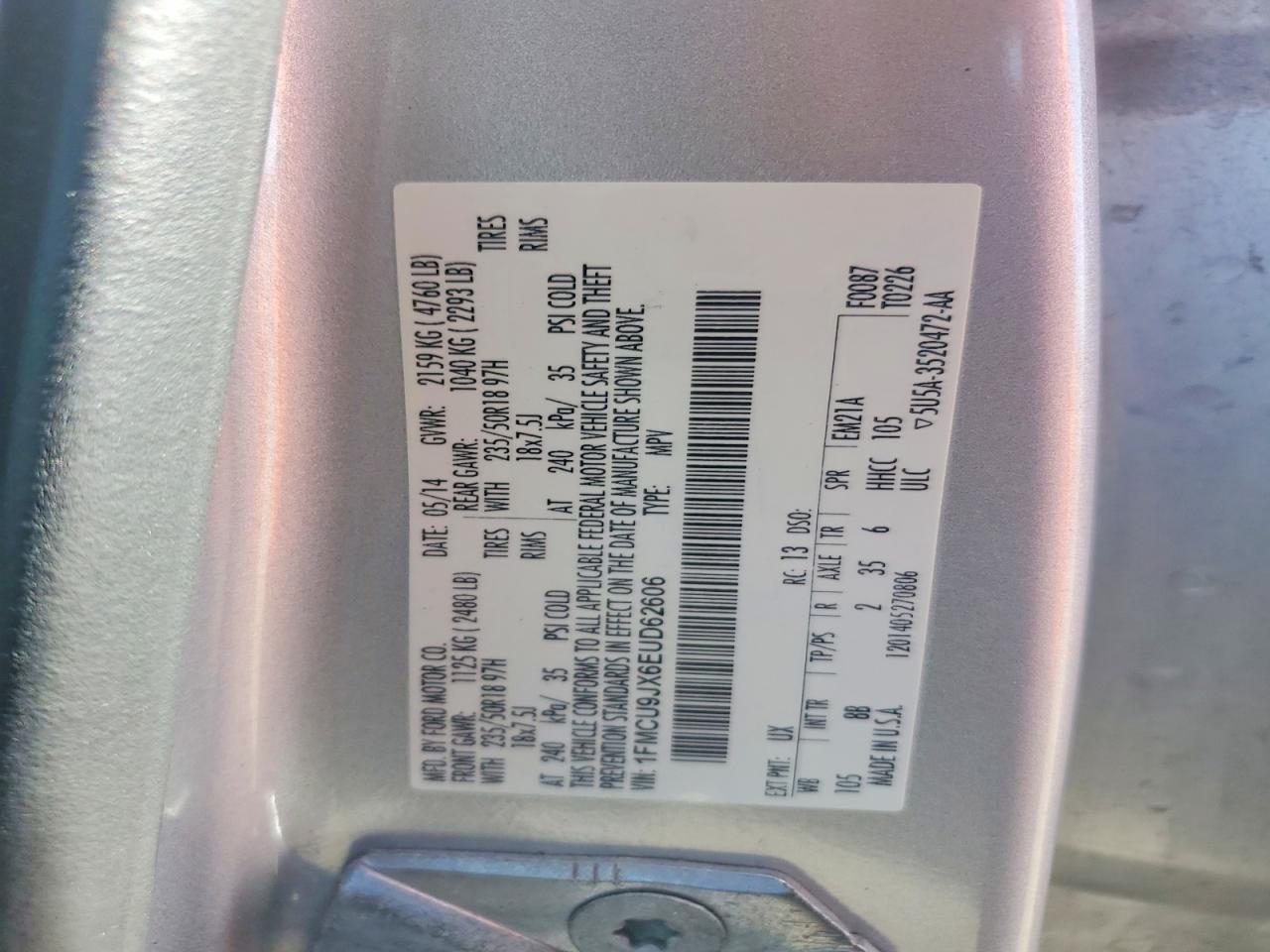 2014 Ford Escape Titanium Silver vin: 1FMCU9JX6EUD62606
