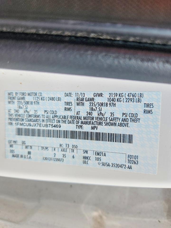 2014 Ford Escape Titanium White vin: 1FMCU9JX7EUB75469