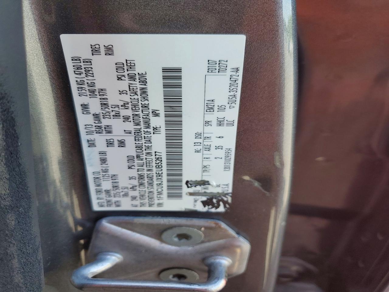 2014 Ford Escape Titanium Gray vin: 1FMCU9JX9EUB52677