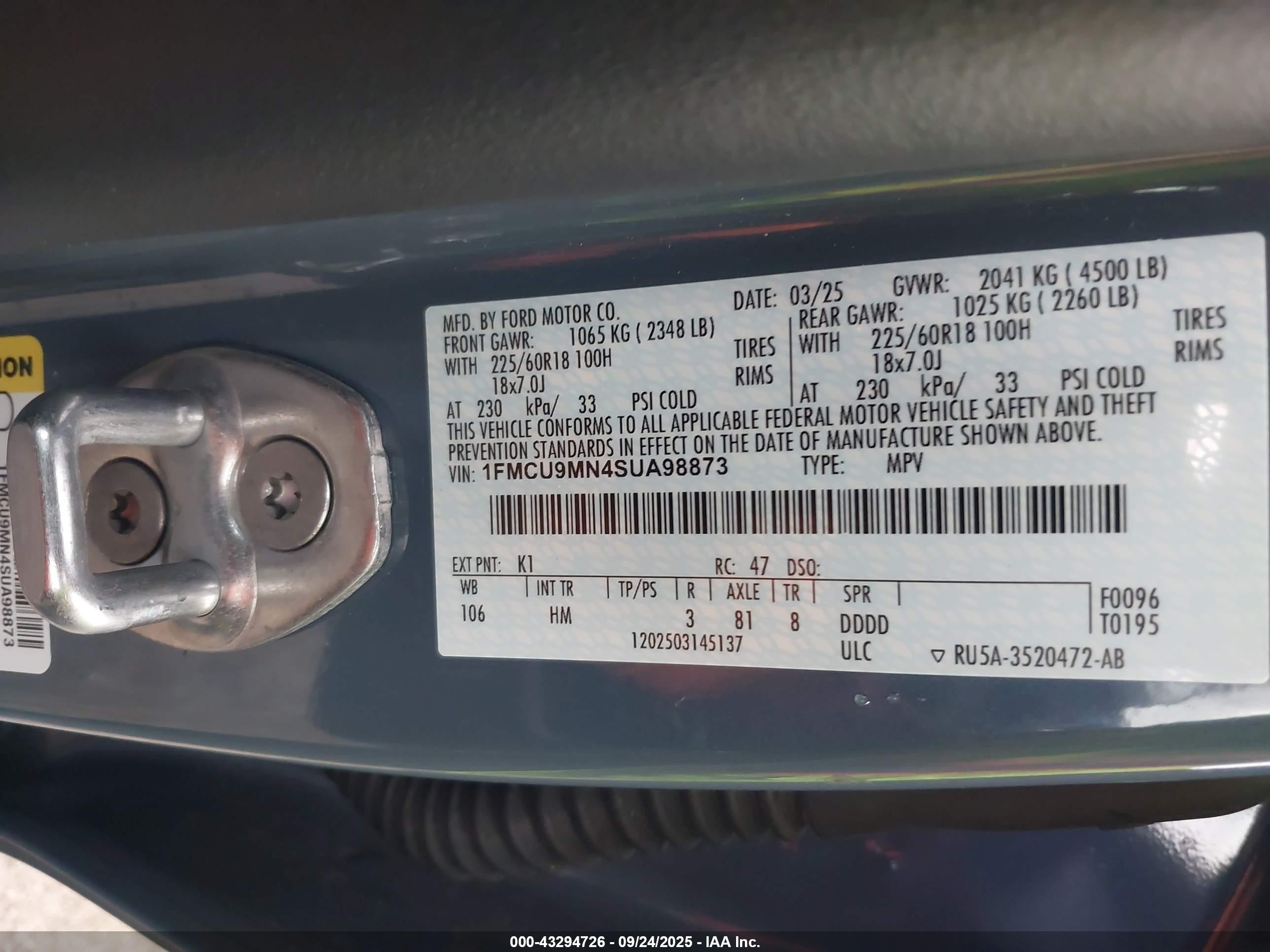 2025 Ford Escape St-line Blue vin: 1FMCU9MN4SUA98873