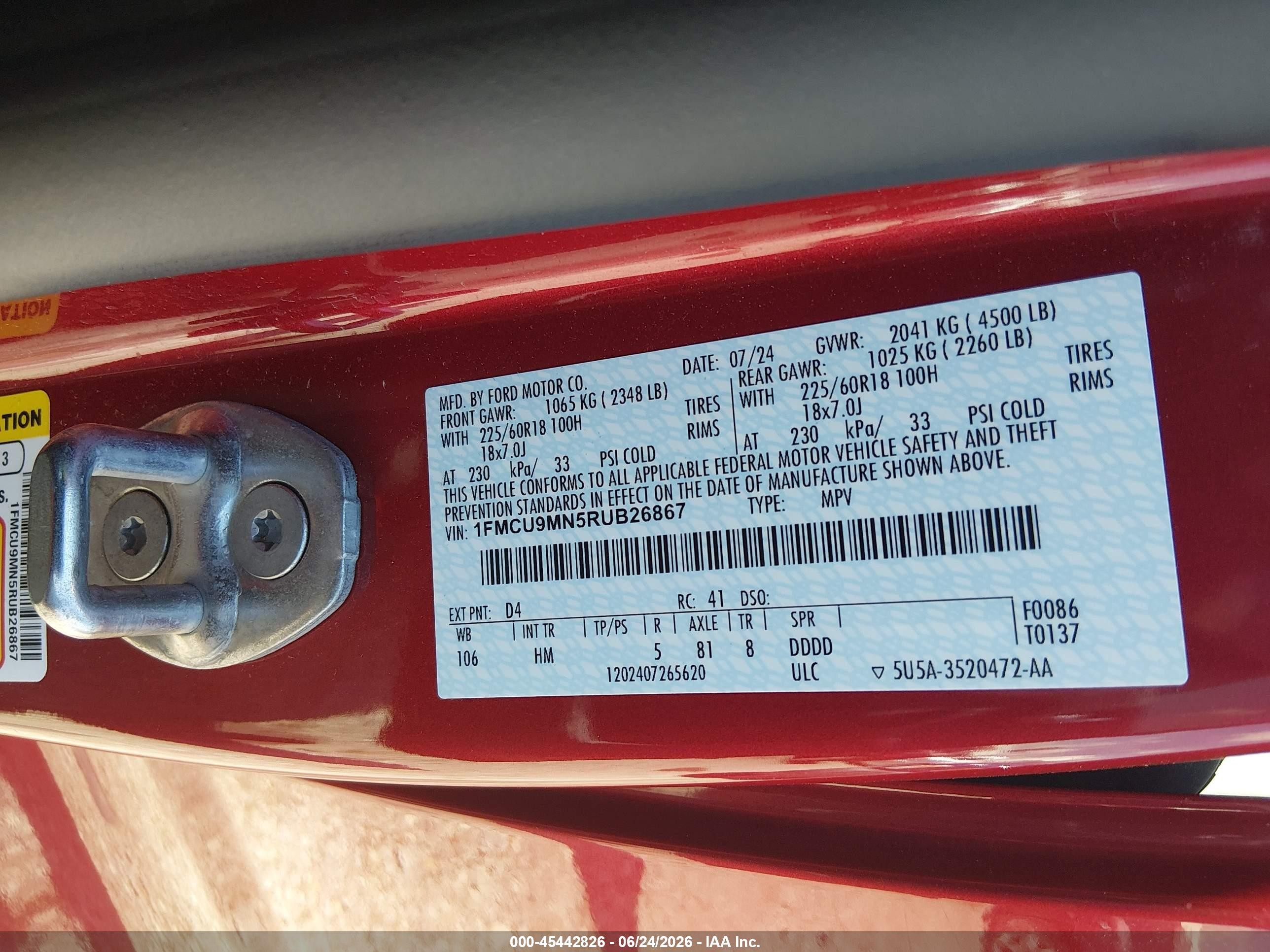 2024 Ford Escape St-line Красный vin: 1FMCU9MN5RUB26867