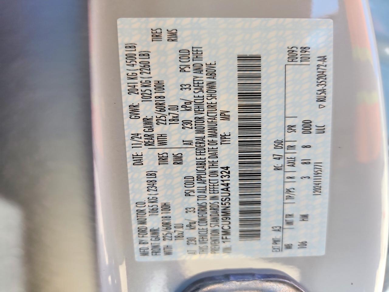 2025 Ford Escape St Line Silver vin: 1FMCU9MN5SUA41324