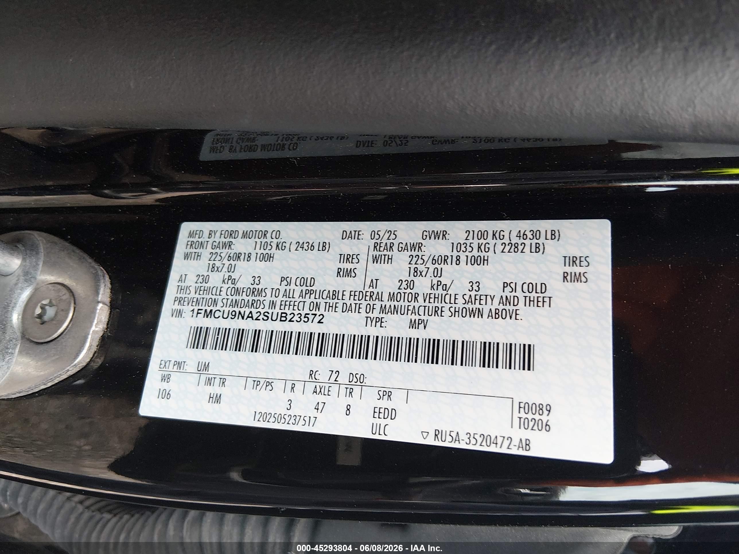 2025 Ford Escape St-line Select Black vin: 1FMCU9NA2SUB23572
