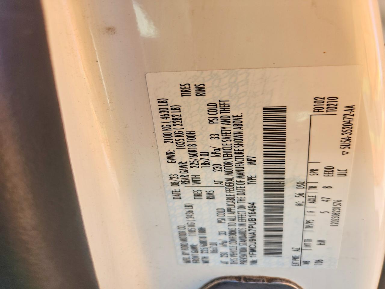 2023 Ford Escape St Line Select White vin: 1FMCU9NA7PUB16494