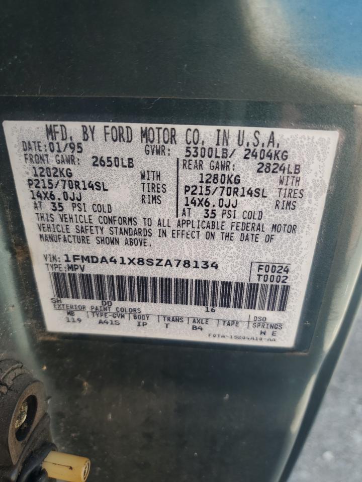 1995 Ford Aerostar Teal vin: 1FMDA41X8SZA78134
