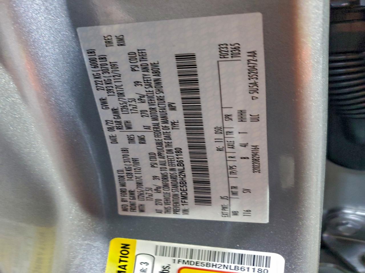 2022 Ford Bronco Base Silver vin: 1FMDE5BH2NLB61180