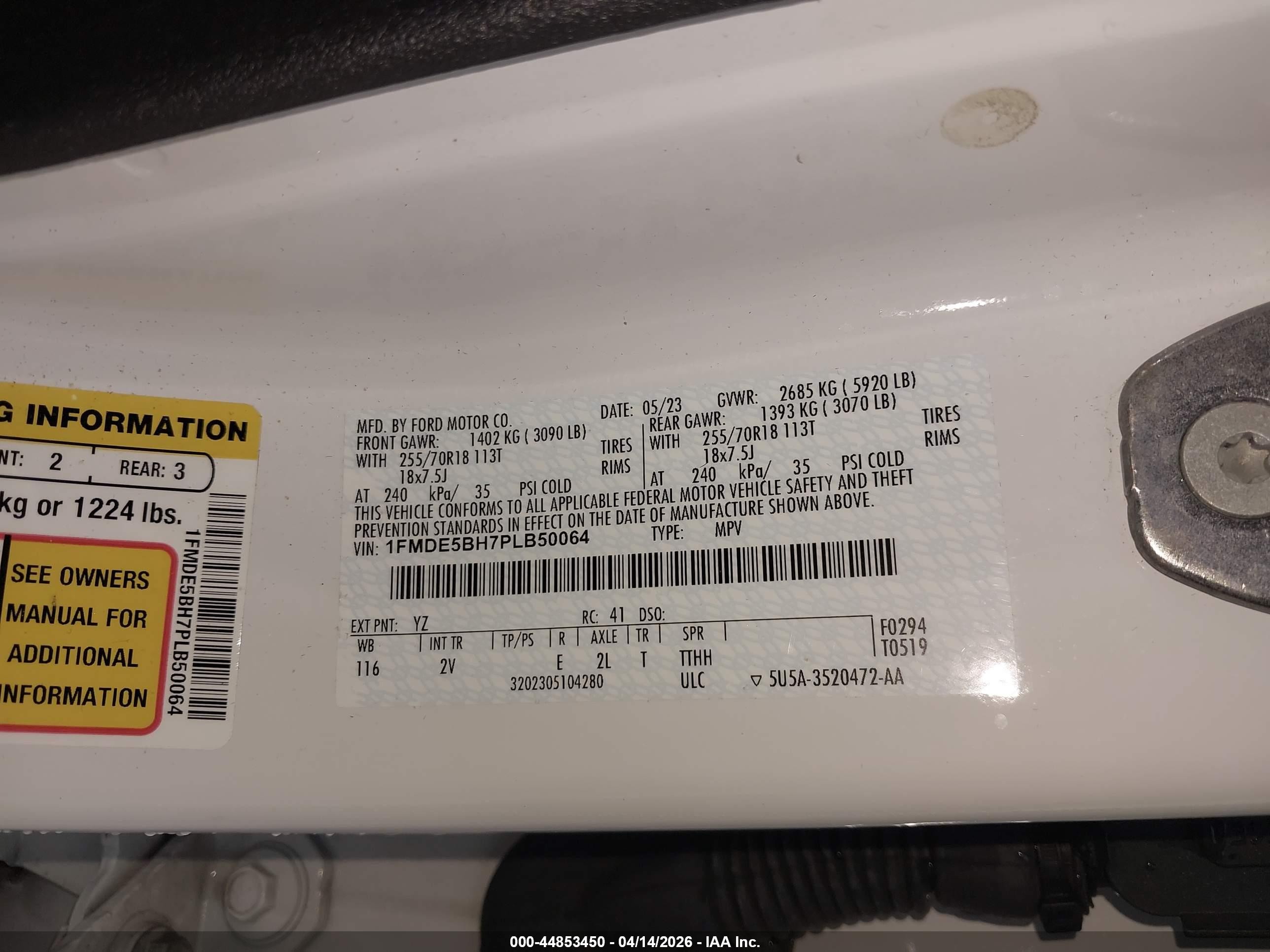 2023 Ford Bronco Outer Banks White vin: 1FMDE5BH7PLB50064