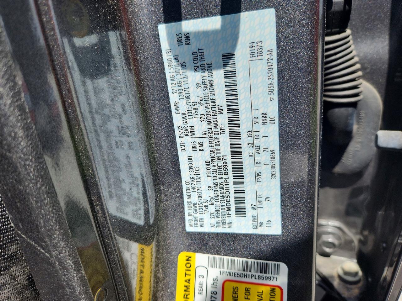 2023 Ford Bronco Base Gray vin: 1FMDE5DH1PLB59971