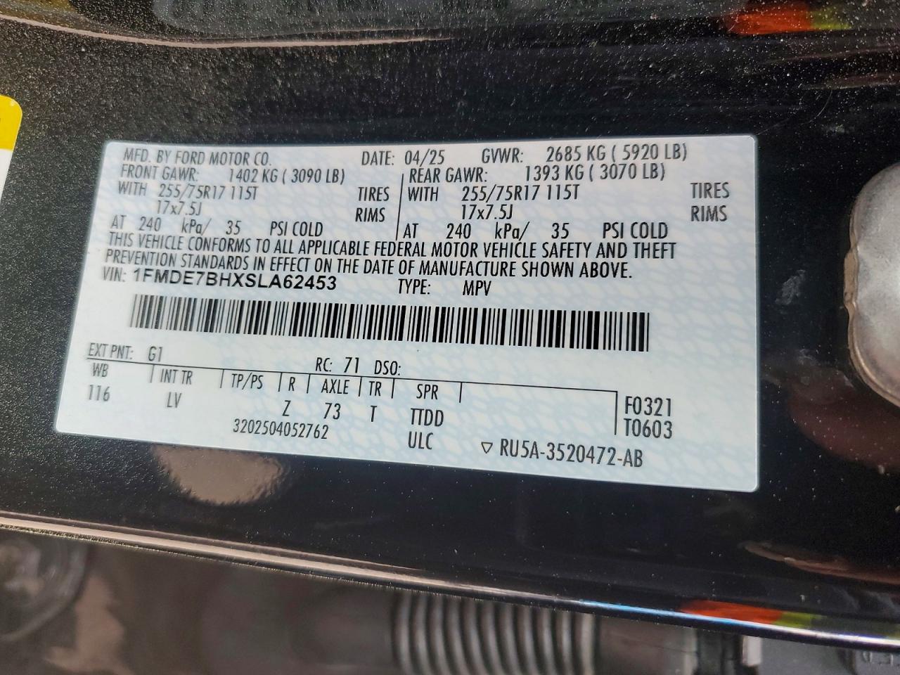 2025 Ford Bronco Big Bend Black vin: 1FMDE7BHXSLA62453