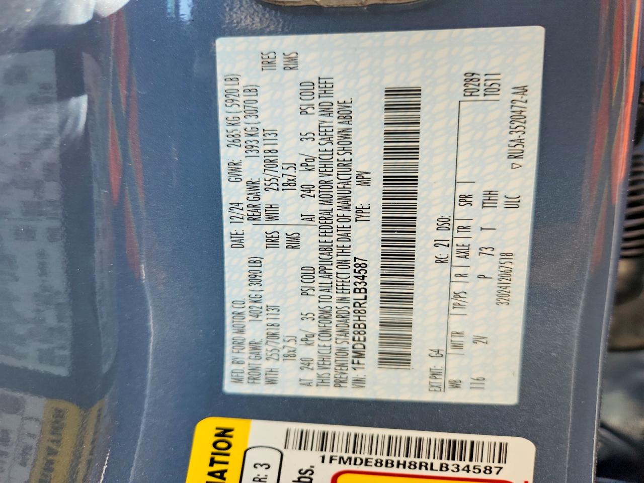 2024 Ford Bronco Outer Banks Blue vin: 1FMDE8BH8RLB34587