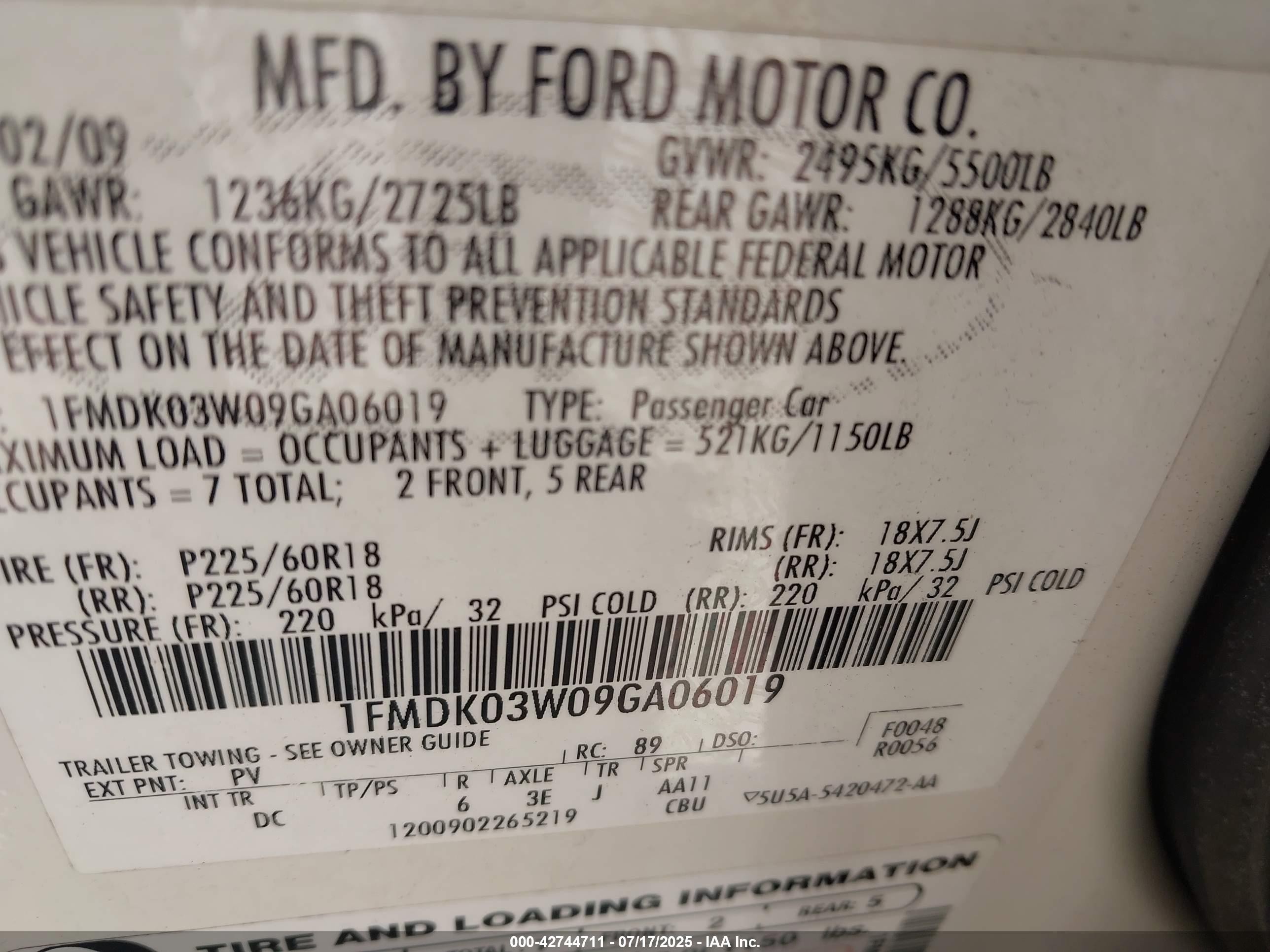 2009 Ford Taurus X Limited White vin: 1FMDK03W09GA06019
