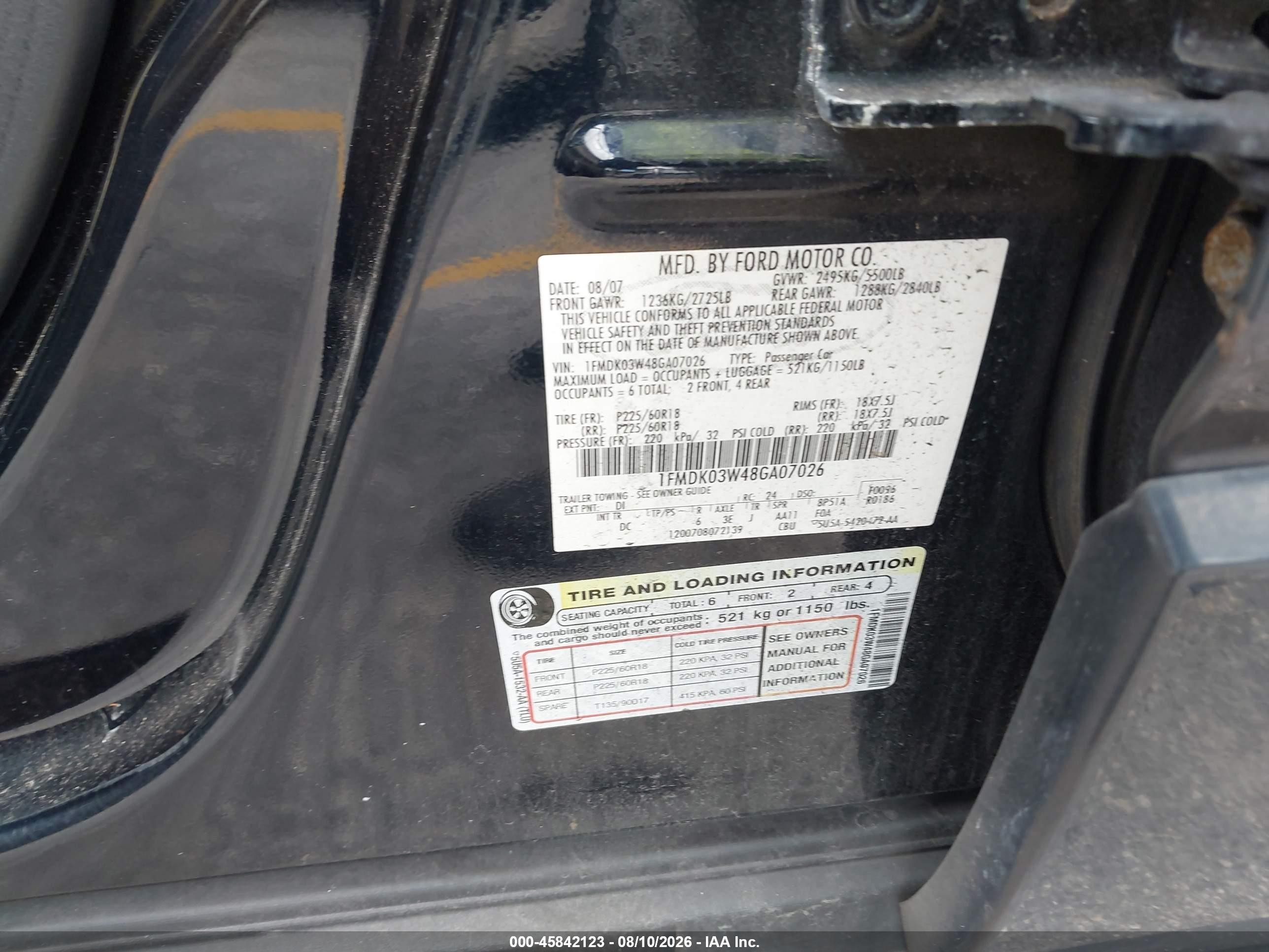 2008 Ford Taurus X Limited Black vin: 1FMDK03W48GA07026