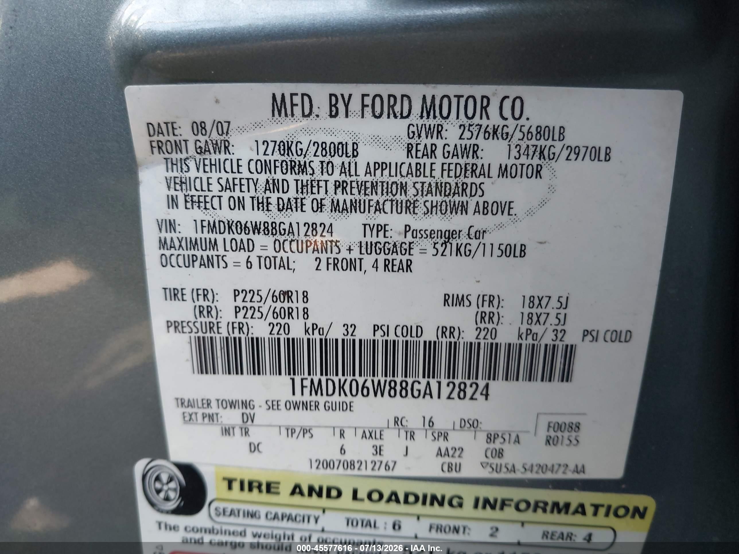 2008 Ford Taurus X Limited Green vin: 1FMDK06W88GA12824