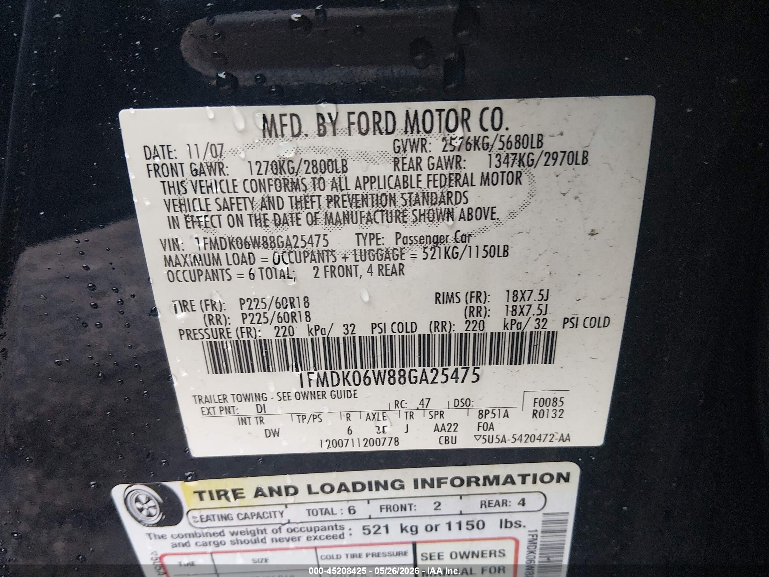 2008 Ford Taurus X Limited Blue vin: 1FMDK06W88GA25475
