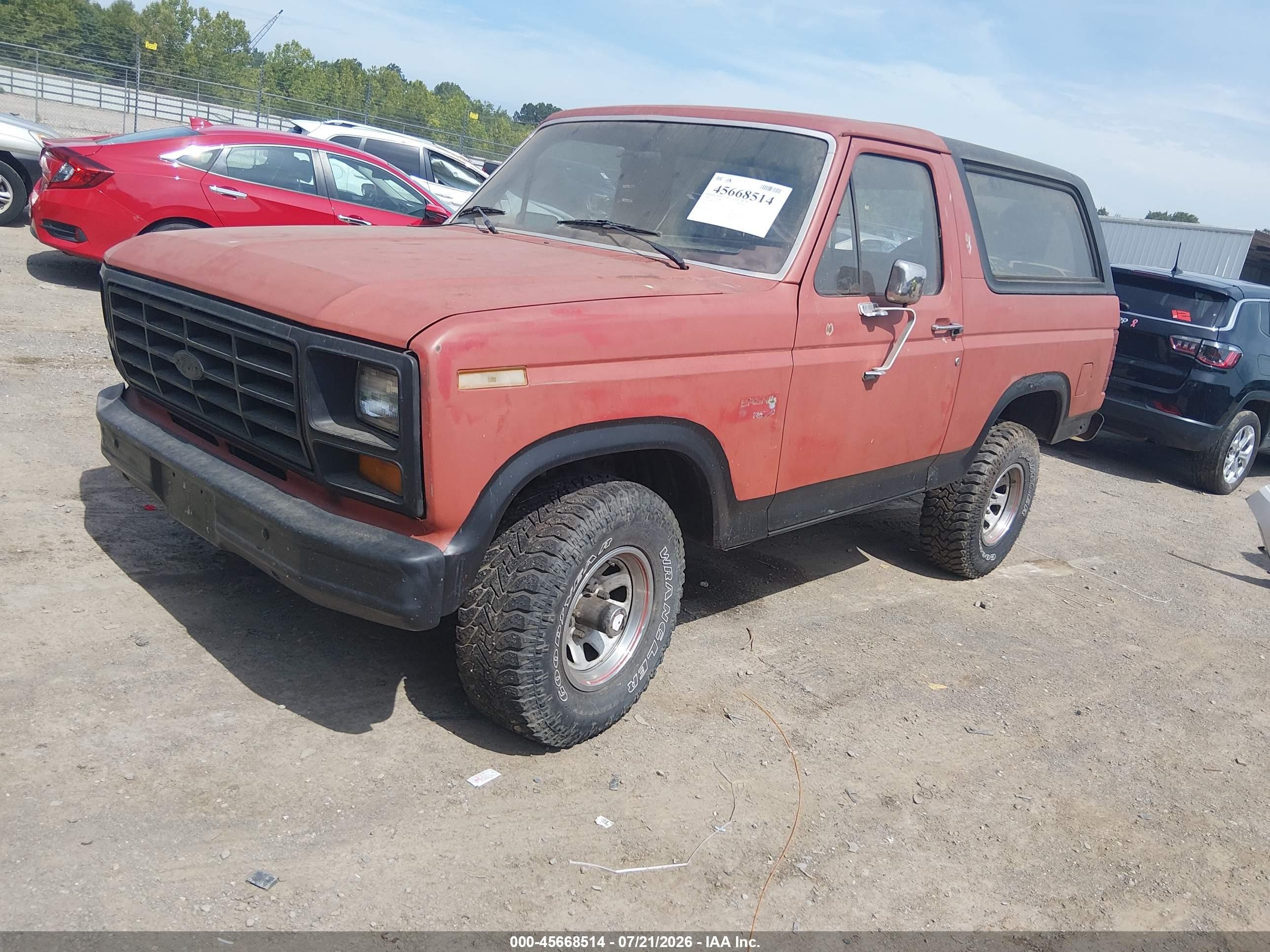 1986 Ford Bronco U100 Red vin: 1FMDU15NXGLA81979