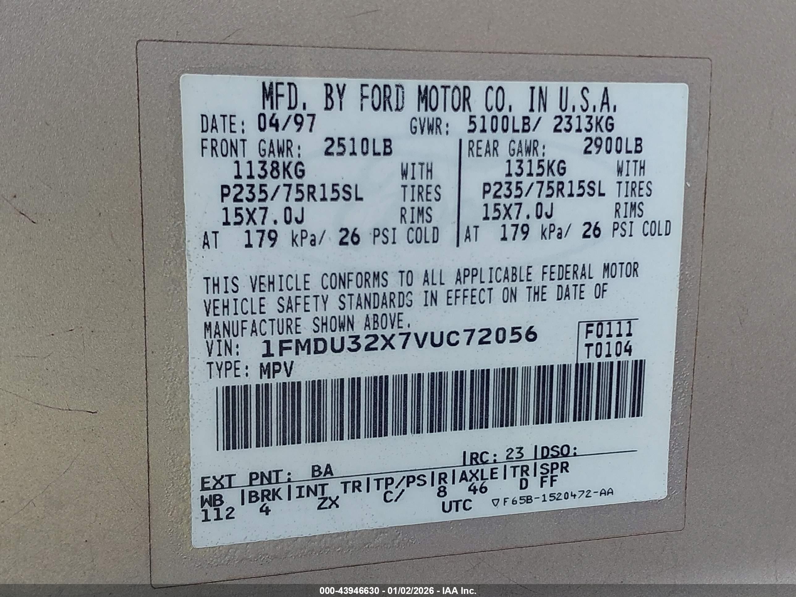 1997 Ford Explorer Eddie Bauer/limited/xl/xlt Gray vin: 1FMDU32X7VUC72056