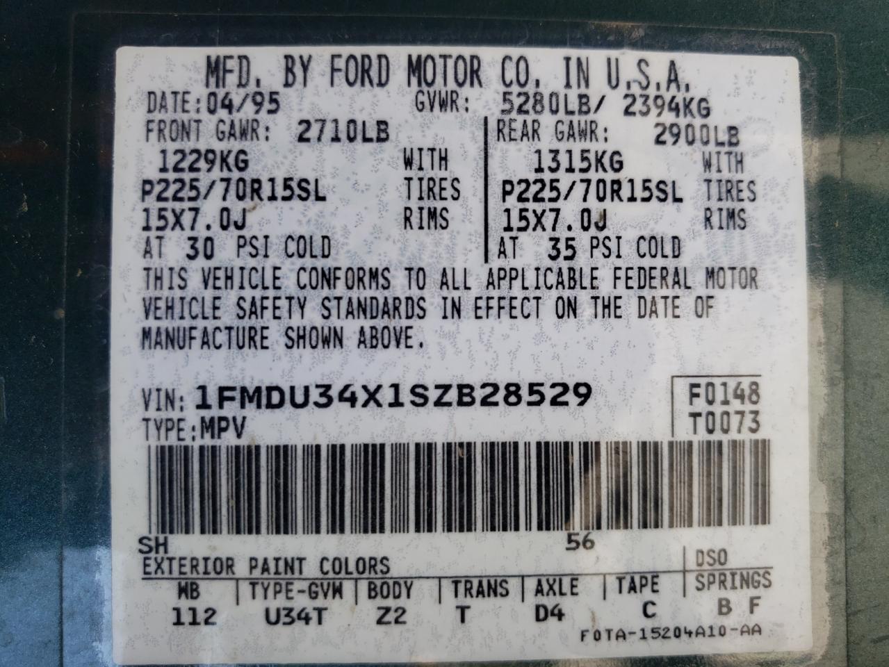 1995 Ford Explorer Green vin: 1FMDU34X1SZB28529