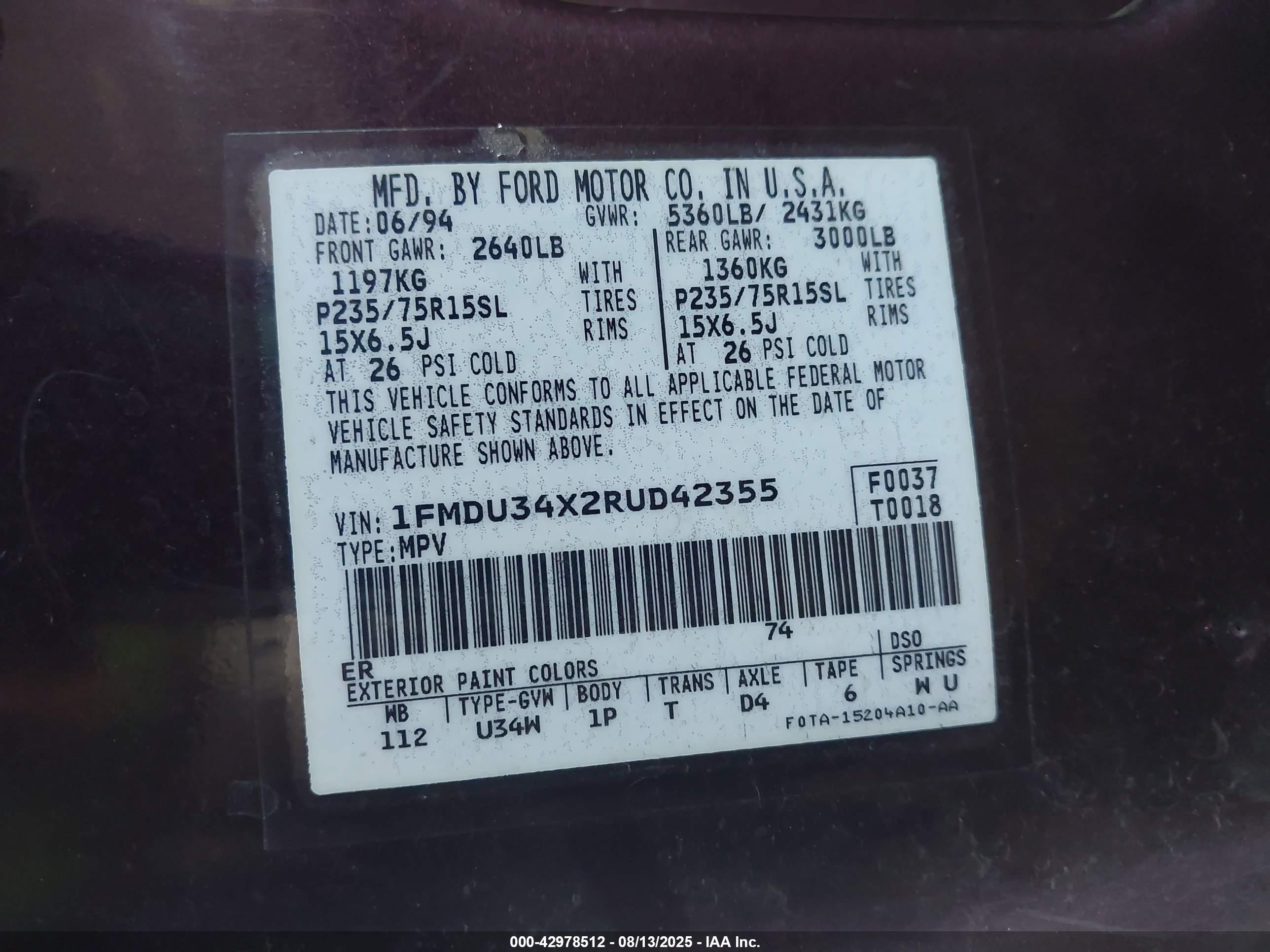 1994 Ford Explorer   Purple vin: 1FMDU34X2RUD42355